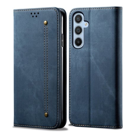 Чохол книжка Denim Texture Casual Style для Samsung Galaxy S24 FE 5G - синій