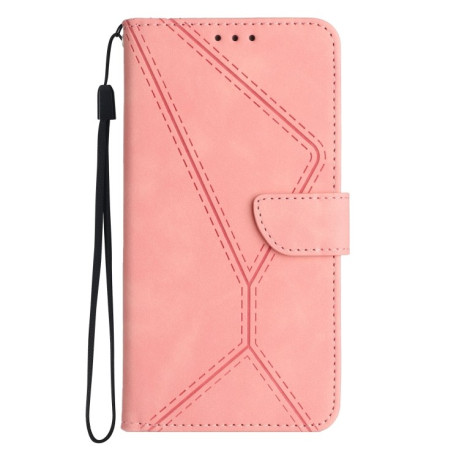 Чохол-книжка Stitching Embossed Leather для iPhone 15 Plus -рожевий
