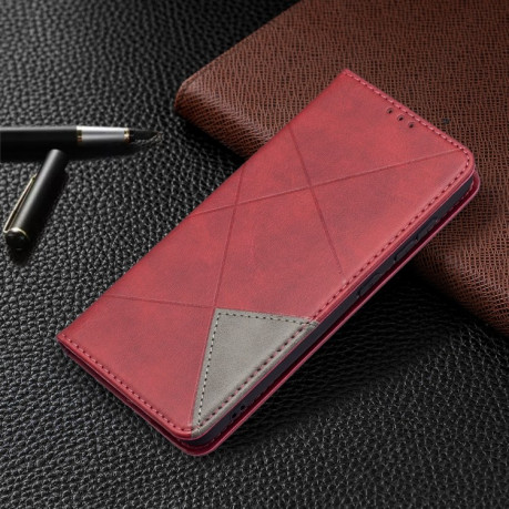 Чохол-книга Rhombus Texture на Samsung Galaxy S21 FE - червоний
