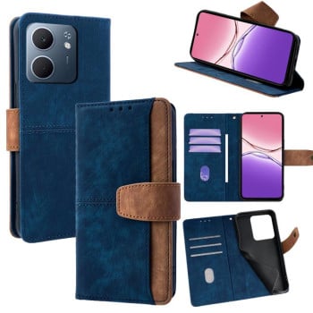 Чохол-книжка Color Stitching Skin Feel із захистом від сканування RFID та магнітним хлястиком на OPPO A5x 5G - синій