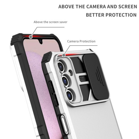 Противоударный чехол Stereoscopic Holder Sliding для Samsung Galaxy A14 5G - белый