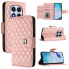 Чехол-книжка Rhombic Texture Flip Leather для Xiaomi Redmi Note 14 Pro 4G - розовый