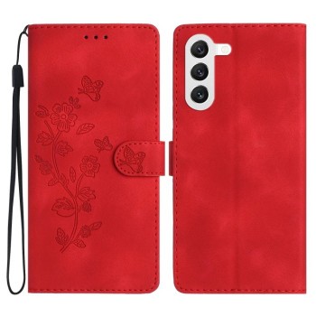 Чехол-книжка Flower Butterfly Embossing для Samsung Galaxy S24+ 5G - красный
