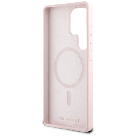 Оригінальний чохол Karl Lagerfeld Silicone Double Heads And Circle MagSafe для Samsung Galaxy S25 Ultra - Pink