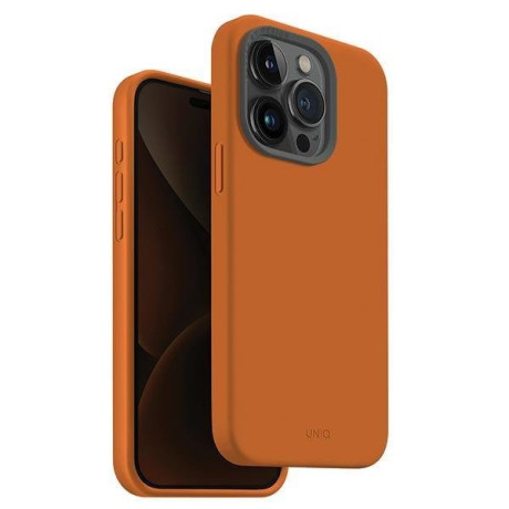 Оригинальный чехол UNIQ etui Lino Hue для iPhone 15 Pro - оранжевый