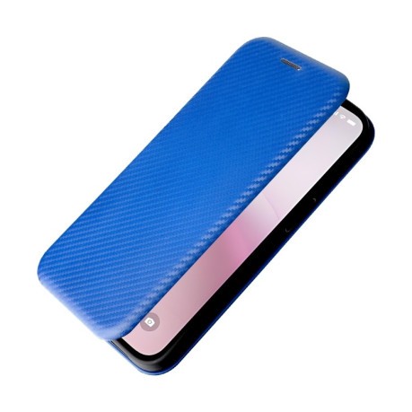 Чехол-книжка Carbon Fiber Texture на iPhone 16e - синий