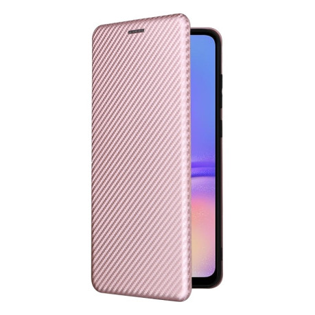 Чехол-книжка Carbon Fiber Texture на Samsung Galaxy A05 - розовый