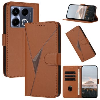 Чехол-книжка Triangle Pattern Buckle Clasp Leather на Infinix Note 40 4G - коричневый