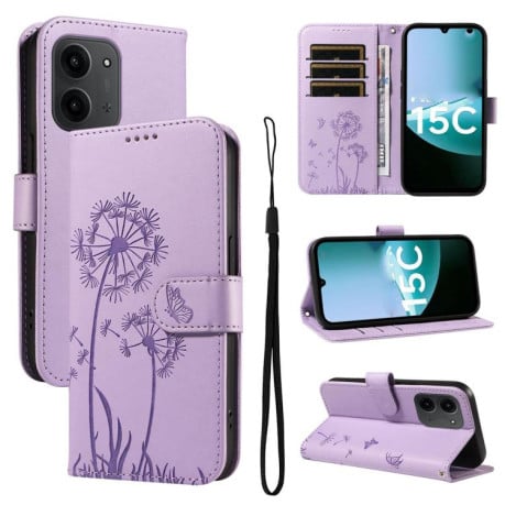 Чехол-книжка Dandelion Embossed Pattern Flip Leather на Xiaomi Redmi 15C 5G / 4G EU 173mm - фиолетовый
