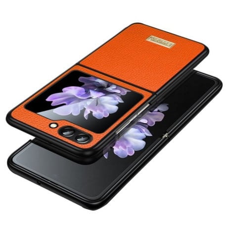 Чехол SULADA Litchi Texture Leather на Samsung Galaxy  Flip 6 - оранжевый
