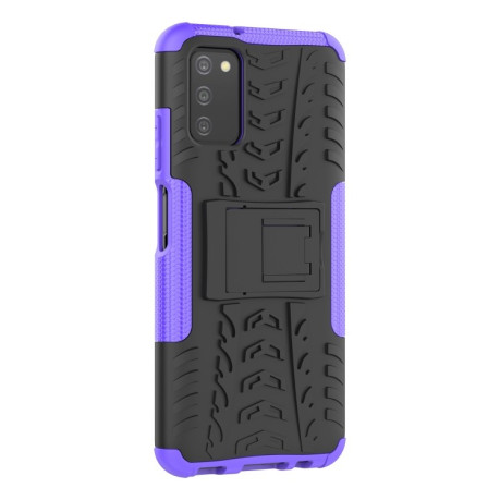 Противоударный чехол Tire Texture на Samsung Galaxy A03S - фиолетовый