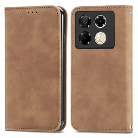 Чехол-книжка Retro Skin Feel Business Magnetic для Infinix Note 40 Pro  4G - коричневый