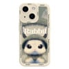 Силиконовый чехол Liquid Silicone Oil Painting Rabbit на iPhone 15 - бежево-зеленый