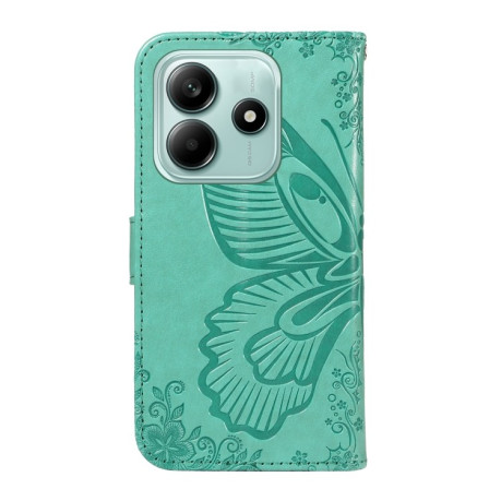 Чехол-книжка Swallowtail Butterfly Embossed Leather для Xiaomi Redmi Note 14 5G/Poco M7 Pro 5G - зеленый