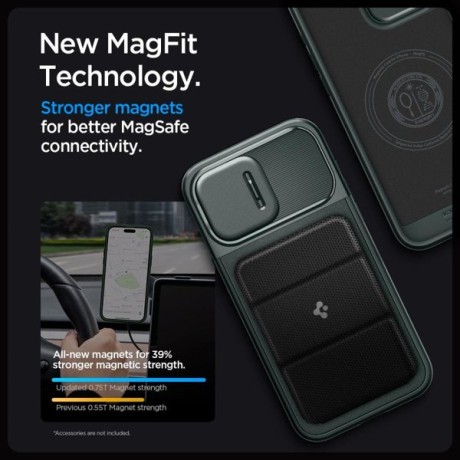 Оригинальный чехол Spigen OPTIK ARMOR Mag MagSafe для iPhone 15 Pro Max - ABYSS GREEN