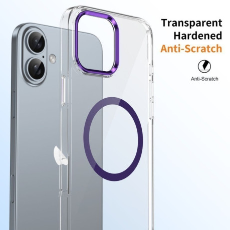 Чохол протиударний Ice Feel HD Transparent MagSafe PC для iPhone 16 - фіолетовий