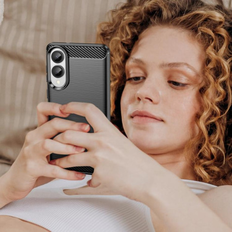 Протиударний чохол Brushed Texture Carbon Fiber для Samsung Galaxy S25 Edge 5G - чорний