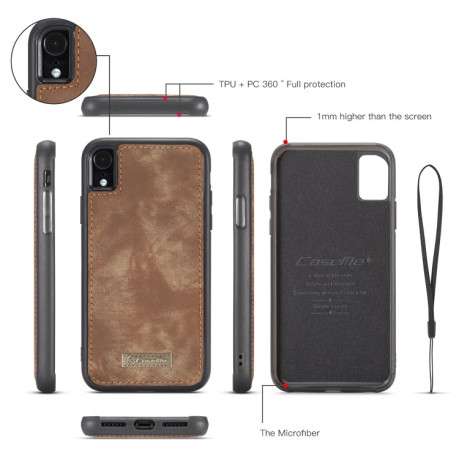 Чехол-кошелек CaseMe 008 Series Zipper Style на iPhone XR - коричневый