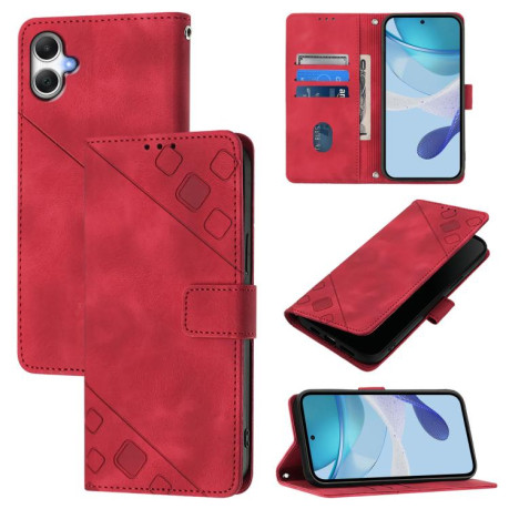 Чехол-книжка Skin-feel Embossed на Samsung Galaxy A07 4G - красный