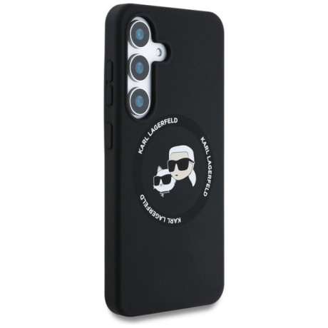 Оригінальний чохол Karl Lagerfeld Silicone Double Heads And Circle MagSafe для Samsung Galaxy S25 Plus - black