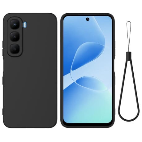 Силиконовый чехол Solid Color Liquid Silicone на Infinix Hot 60 Pro 4G - черный