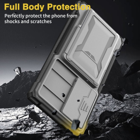 Протиударний чохол Full Coverage Phone Case with Holder / Card Slot на Samsung Galaxy S24 Ultra 5G - сірий
