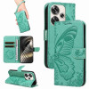 Чехол-книжка Swallowtail Butterfly Embossed Leather для Xiaomi Poco F6 - зеленый