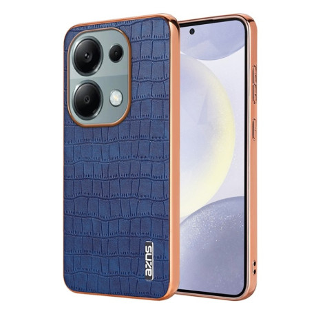 Чехол AZNS Electroplated Frame Crocodile Texture на Xiaomi Redmi Note 14S/ 13 Pro 4G / POCO M6 Pro 4G - синий