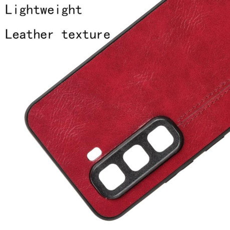 Ударозащитный чехол Cow Pattern Sewing Card Bag для Infinix Hot 50 Pro 4G - красный