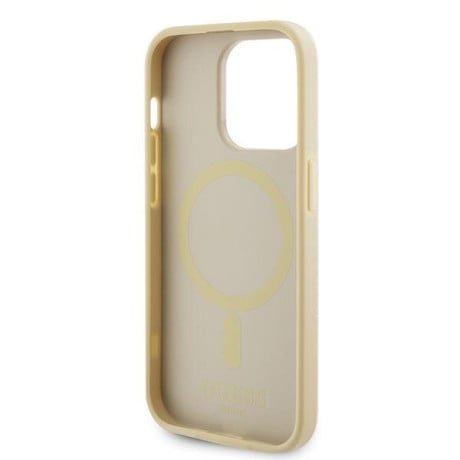 Оригинальный чехол Guess Saffiano MagSafe для iPhone 15 Pro Max - gold(GUHMP15XPSAHMCB)