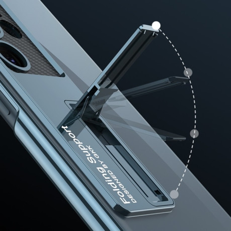 Протиударний чохол GKK Electroplating with Holder для Samsung Galaxy S23 Ultra 5G - сріблястий