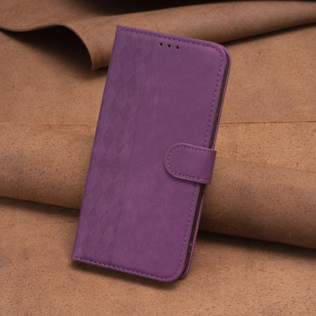 Чехол-книжка Plaid Embossed Leather для Samsung Galaxy S24 5G - фиолетовый
