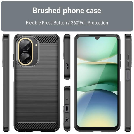 Противоударный чехол Brushed Texture Carbon Fiber на Xiaomi Redmi A5 4G 171.7mm / Poco C71 - черный