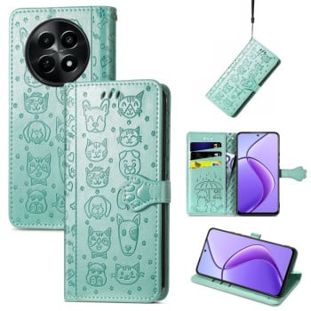 Чехол-книжка Cat and Dog для Realme 13 5G/12 5G/12X 5G - зеленый