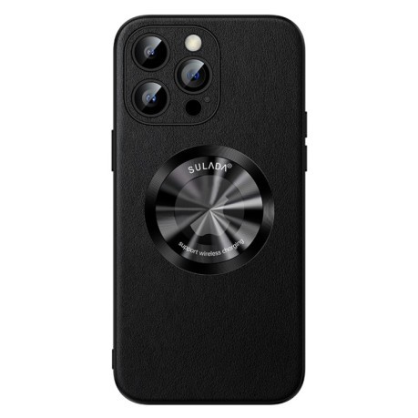 Кожаный чехол SULADA Microfiber Leather MagSafe Magnetic на iPhone 15 Pro  - черный