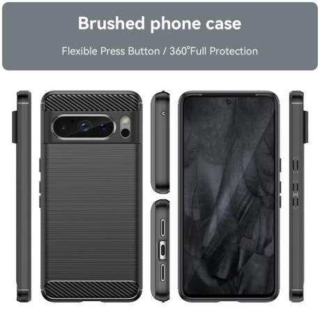 Протиударний чохол Brushed Texture Carbon Fiber на Google Pixel 8 Pro - чорний