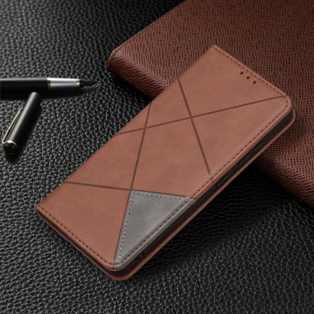 Чехол-книжка Rhombus Texture на Samsung Galaxy A32 4G - коричневый