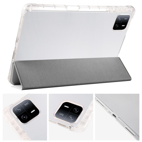 Чехол-книжка 3-fold Clear TPU Smart Leather для Xiaomi Pad 7 / 7 Pro - серый