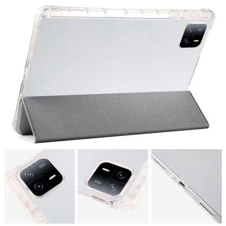 Чохол-книжка 3-fold Clear TPU Smart Leather Tablet Case with Pen Slot для iPad Pro 11 2024 - сірий