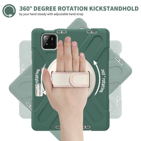 Чехол Rotatable Holder Silicone Hybrid PC для Xiaomi Pad 7 / 7 Pro - Emreald Green