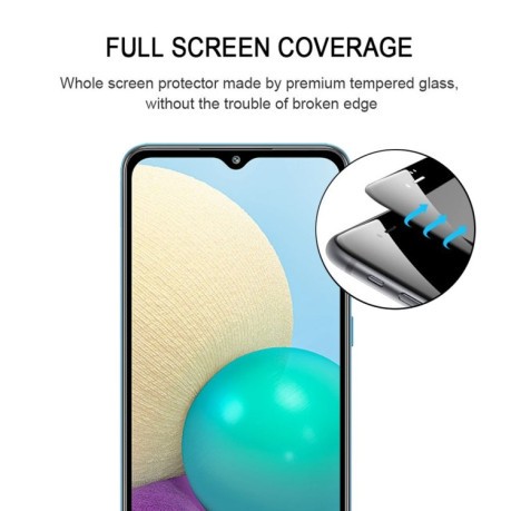 Защитное стекло Full Glue Full Screen для Samsung Galaxy A02 - черное