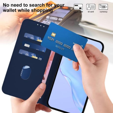 Чехол-книжка с мягким покрытием (Skin Feel) со шнурком на Infinix Smart 10 4G - синий