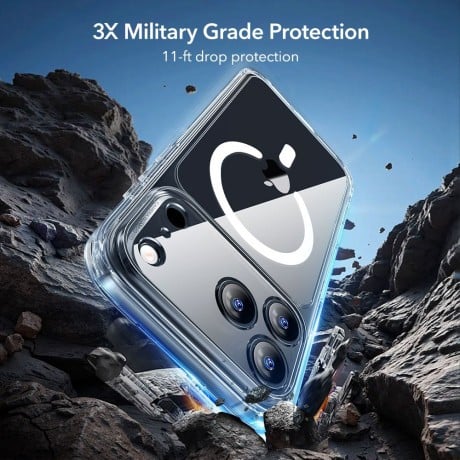 Оригінальний чохол ESR Classic Hybrid з MagSafe + накладка на клавішу на iPhone 17 Pro - Clear