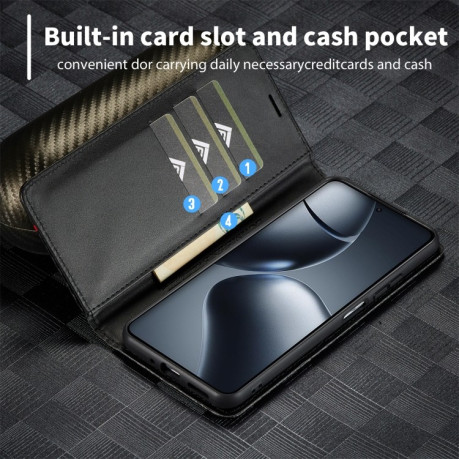 Чохол-книжка LCIMEEKE Carbon Fiber для Xiaomi 14T - Black