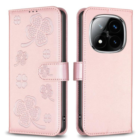 Чохол-книжка Four-leaf Clasp Embossed на Redmi Note 14 Pro 4G - рожевий