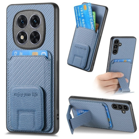 Противоударный чехол Carbon Fiber Card Bag для Xiaomi  Redmi Note 14 Pro+ 5G - синий