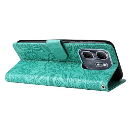 Чехол-книжка Embossed Sunflower для Infinix Hot 50i / Smart 9 - зеленый