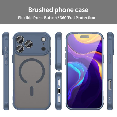 Противоударный чехол Fan Dun Series TPU Hybrid PC Frosted Magsafe для iPhone 17 Pro Max - синий