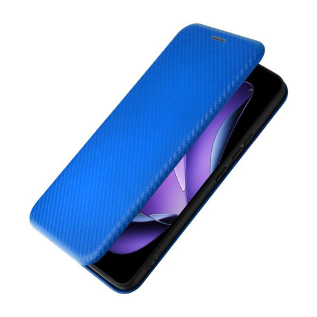 Чехол-книжка Carbon Fiber Texture на OPPO Reno13 F/Reno13 FS - синий