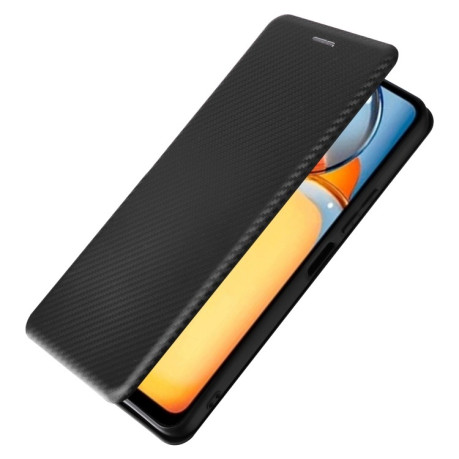Чехол-книжка Carbon Fiber Texture на Xiaomi Redmi 13C/Poco C65 - черный